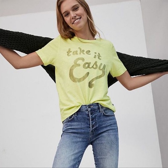 Sol Angeles Anthropologie Yellow Take it Easy Short sleeve Tee Shirt - Picture 1 of 6